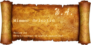 Wimmer Arisztid névjegykártya